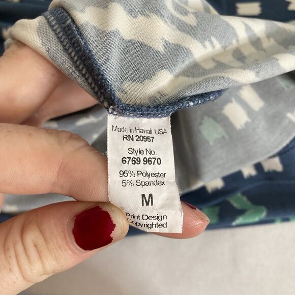 Tori Richard Honolulu Women's Blue Modern Print Dress Size M Artsy Stretchy‎ - Picture 6 of 11